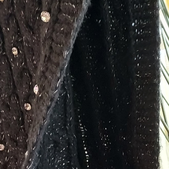 Studded Open Side Black Cable Knit Lurex Sweater by ON TWELFTH - Picture 2 of 7